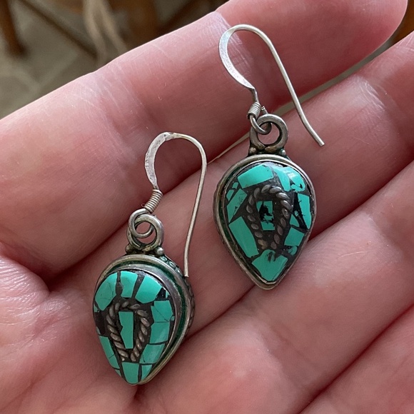 Sterling Silver 925 Turquoise Earrings - Picture 2 of 7